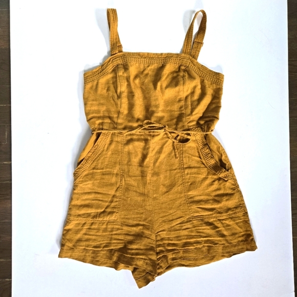 Old Navy linen romper mustard sz M - Picture 2 of 10